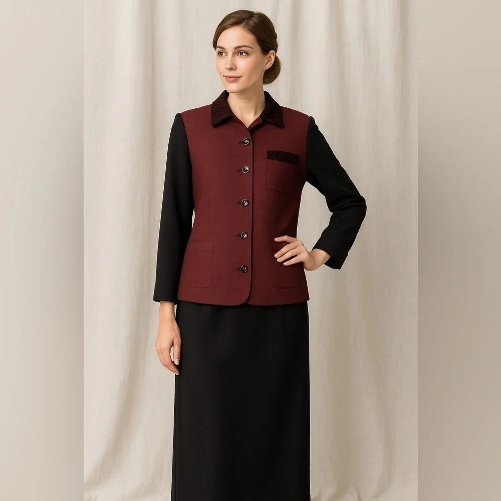 Kasper & Company ASL Burgundy & Black Skirt Suit | Women’s 14
